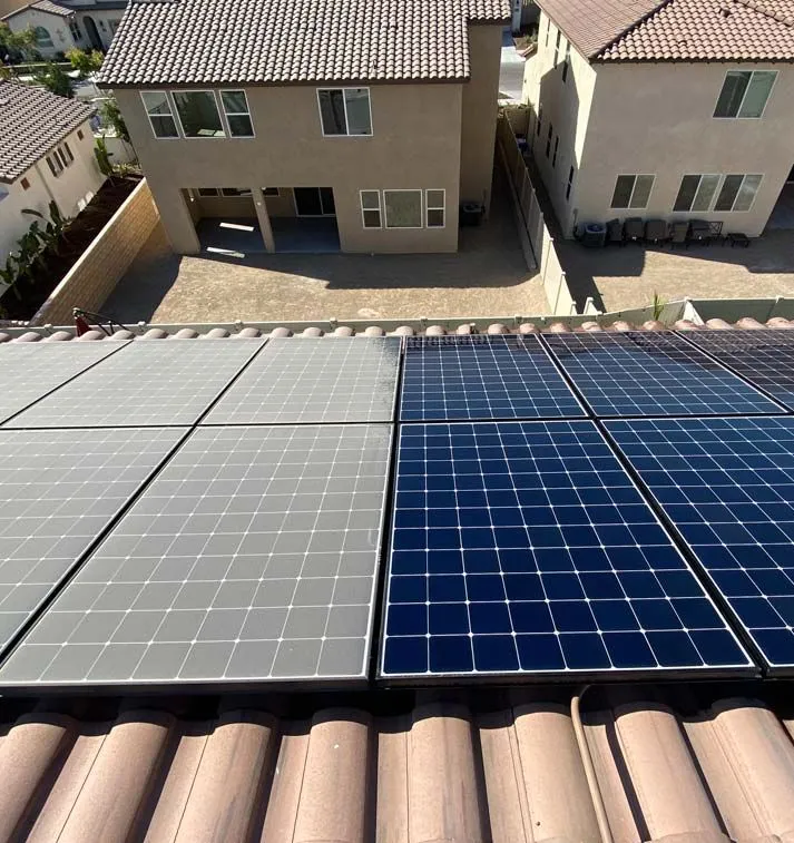 Solar panels showing visible dirt before professional cleaning