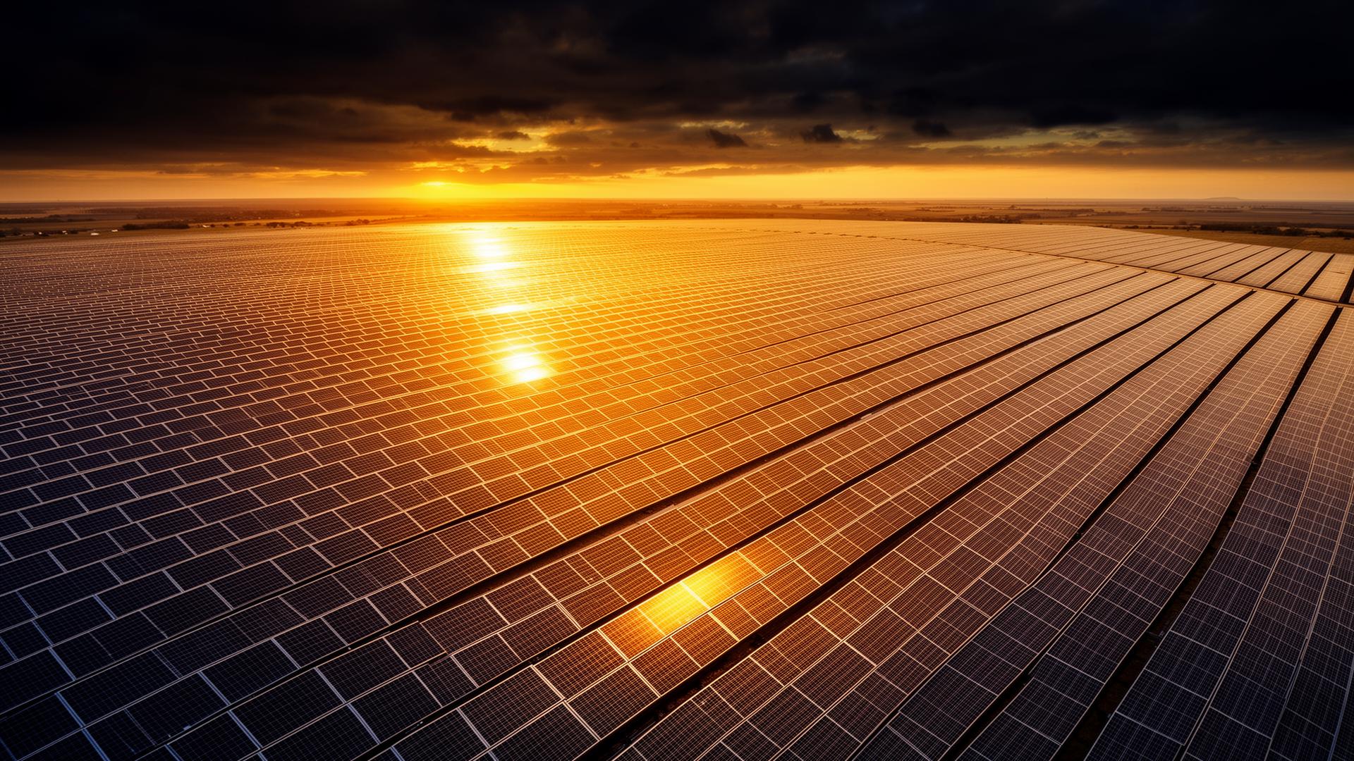 Commercial solar farm being maintained